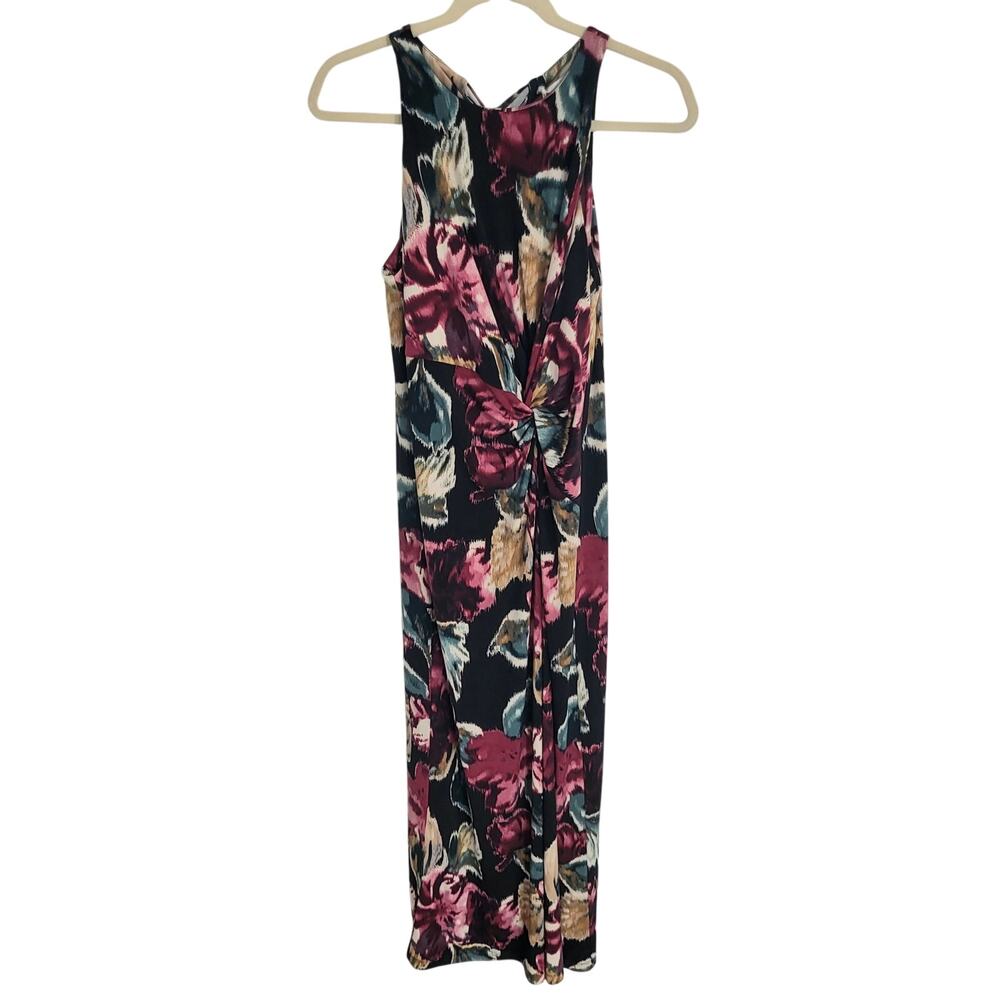 Tommy Bahama Jasmina Blooms Twist Front Maxi Dress Black Red Floral Small - Picture 3 of 8